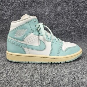 Air Jordan 1 Mid Womens Size 6.5 White Light Dew Blue Mid Top Athletic Shoes